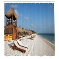 thumbnail image 3 of Ambesonne Cacun Shower Curtain, Real Life Photo of the Beach, 69"Wx70"L, Pale Eggshell Multicolor, 3 of 3