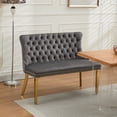 thumbnail image 2 of CQSXDA Velvet Double Dining Loveseat Bench, 2-Seat Tufted Design with Gold-Plated Steel Legs for Modern Spaces, Gray, 2 of 13