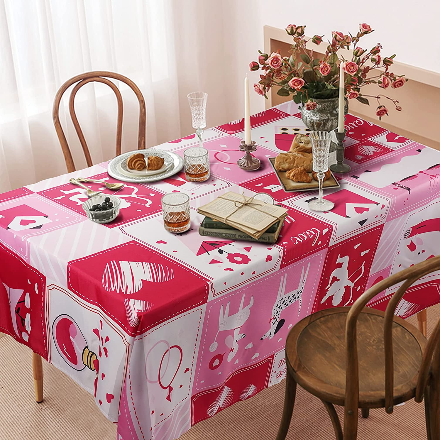 Valentines Tablecloth,Valentine''s Day Tablecloth for Rectangle Tables