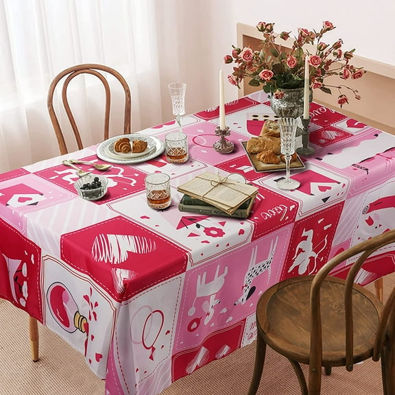 Valentines Tablecloth,Valentine''s Day Tablecloth for Rectangle Tables 60 x 120,Perfect for Kitchen Dinner,Valentine''s Day Date Restaurant Decoration,Holiday Dining Room Table Cloth