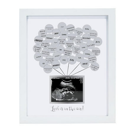 Pearhead Baby Shower Guestbook Keepsake Photo Frame and Stickers, White