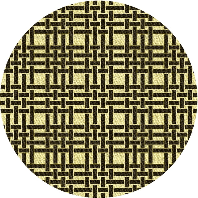 Ahgly Company Tapis Rond Lavable en Machine Intérieur Transitionnel Or Métallique, 6 Pieds Rond