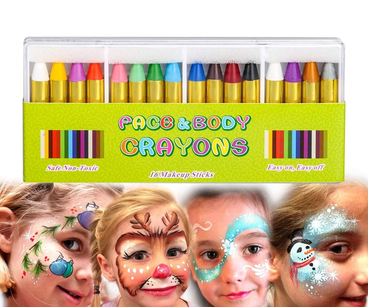 Painting Face Kit Crayons, Muscccm 16 Colors Non-toxic Makeup Face ...