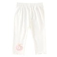 thumbnail image 3 of Afuyipoi Little Girls Cotton Cute Embroidery Leggings Size 9M-3T Breathable Elastic Waist Cropped Capri Pants for Kids Everyday Play Home Outdoor Activities White Size 12M, 3 of 10