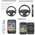 thumbnail image 3 of Jeiento Wolf 13 Pcs Auto Seat Cover Sets Steering Wheel Cover Galaxy Sky Seatbelt Pad Universal Armrest Cover Pad Cup Holders Keychain for SUV Van Sedan Fit for Most Cars SUV Van Sedan Truck, 3 of 8