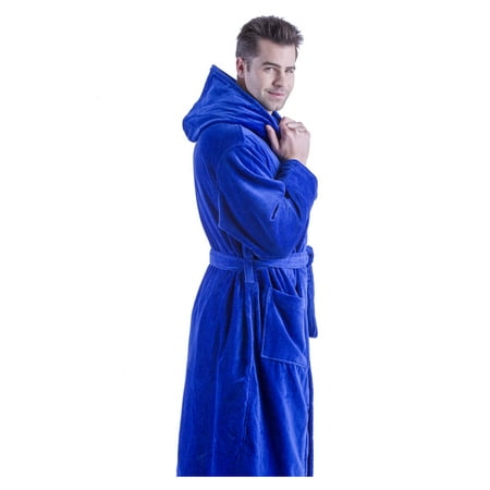 Hooded Men's Robe, Terry Cover Up Robe for Women, ROYAL BLUE, 2XL/3XL