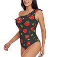 thumbnail image 3 of Yiaed Tomatoes1 Print Women One Piece Swimsuits Tummy Control One Shoulder Bathing Suits Pattern Ruffle Swimwear-Large, 3 of 8