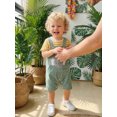 thumbnail image 5 of BemeyourBBs Newborn Baby Summer Clothes Infant Baby Boys Dinosaur Elephant Outfit Casual Loose Striped Short Sleeve T Shirt Tops and Animal Embroidered Overalls Jumpsuit Suspender Pants Set, 5 of 9