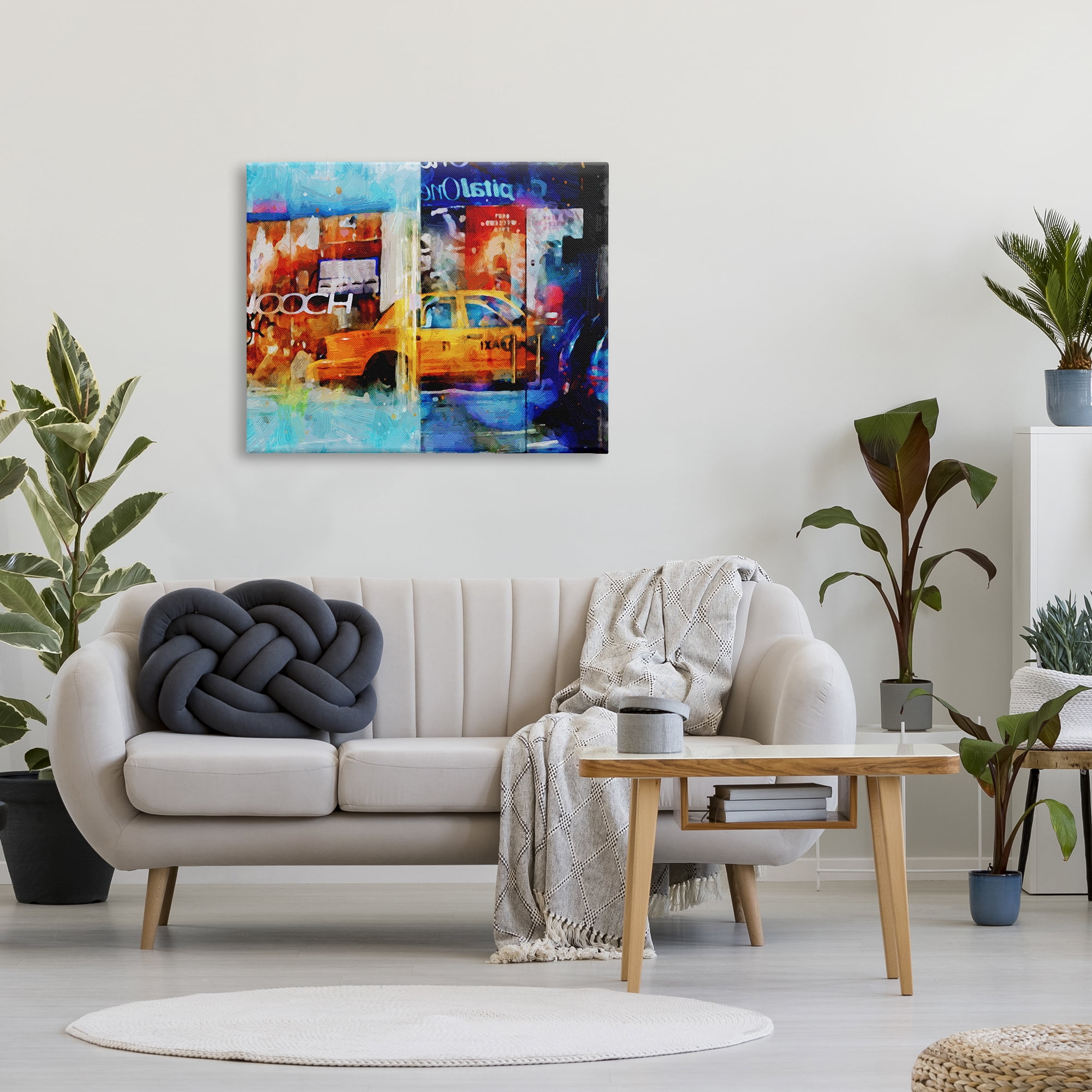 Stupell Industries Modern Taxi Collage Transportation Painting Gallery Wrapped Canvas Print Wall Art, 40 x 30