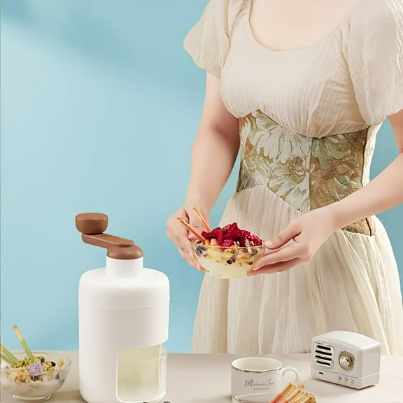 Portable Manual Ice Shaver Machine - BPA-Free Hand-Powered Crusher for Shaved Ice, Snow Cones & Slushies with Ice Cube Trays for Home, Parties, BBQs