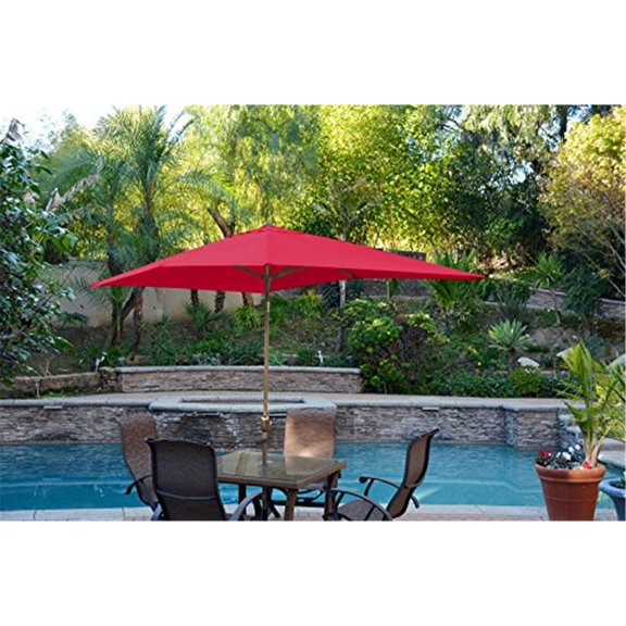 Jeco  Aluminum Patio Market Umbrella Tilt w/ Crank -Bronze Pole-Color:Red,Size:6.5' X 10'
