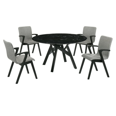 Venus Varde 5 Piece Black Dining Set