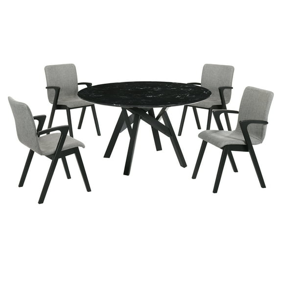 Venus Varde 5 Piece Black Dining Set