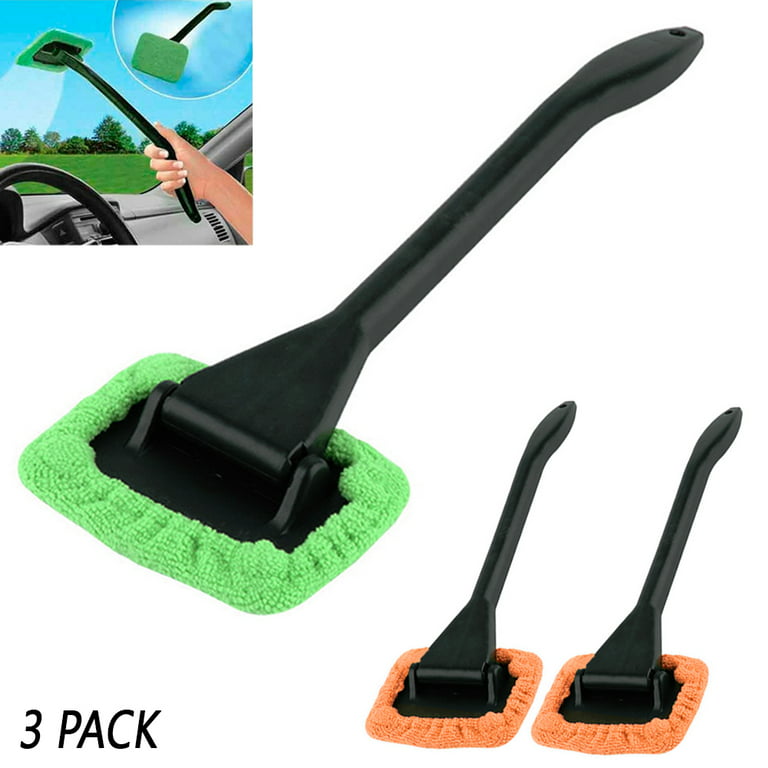 Car Duster Kit Spray Glass Windshield Cleaning Tool Defogging Foldable  Handle 360° Pivoting Head Brush and 3 Reusable Microfiber Cleaning Bonnets  for