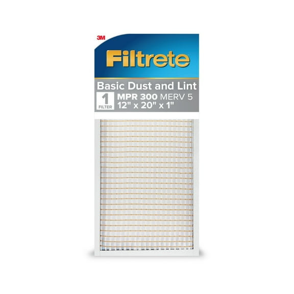 Filtrete 12x20x1 Air Filter, MPR 300 MERV 5, Dust Reduction, 1 Filter