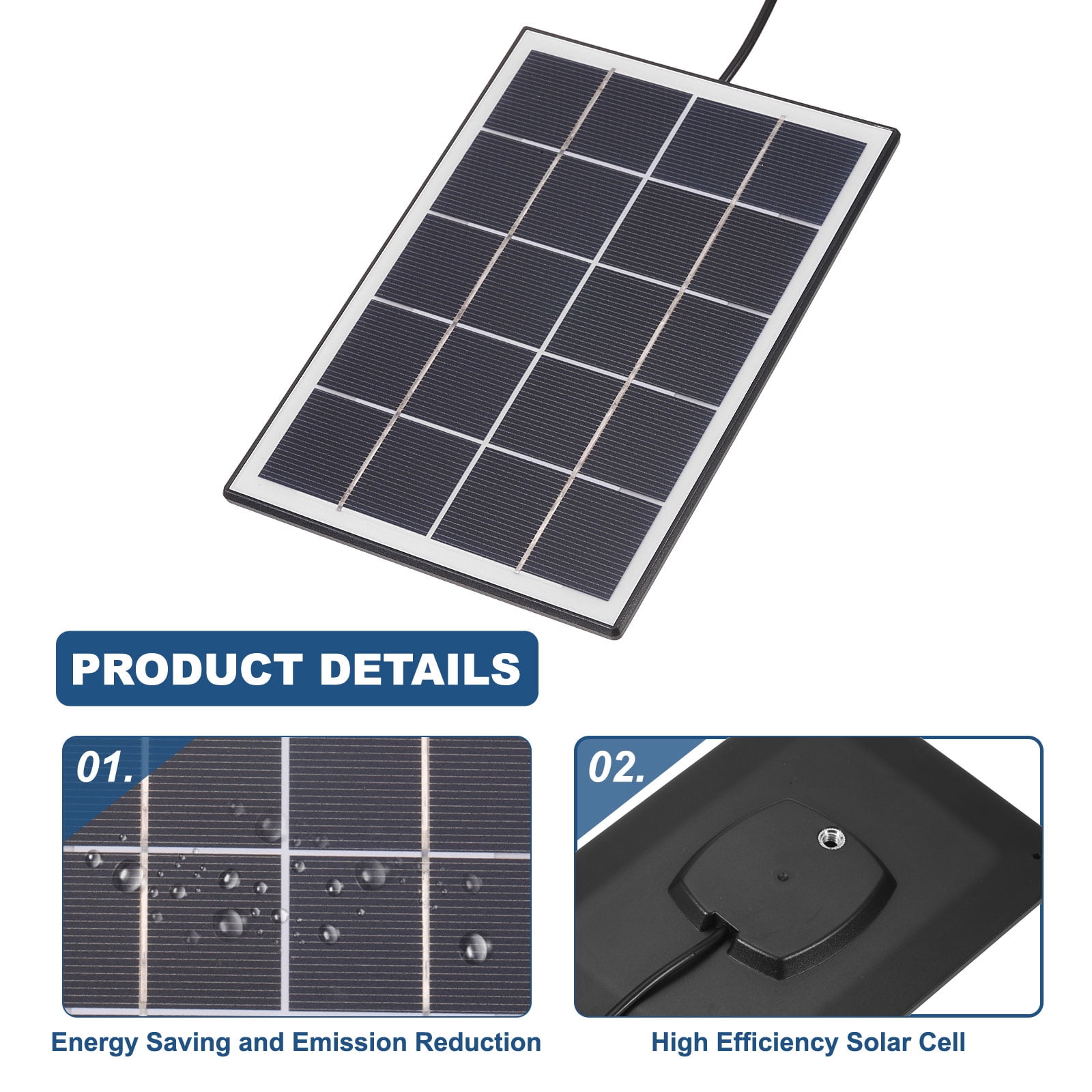 3W Solar Panels for Security Camera, 5V 0.6A USB Solar Panel Charger with Micro USB & USB-C Port, Black