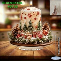Christmas Candle Forest 2D Flat Acrylic Ornament – 7.09in Tabletop Christmas Decoration with Forest & Candle Design – Holiday Acrylic Display for Home, Office, Party Decor