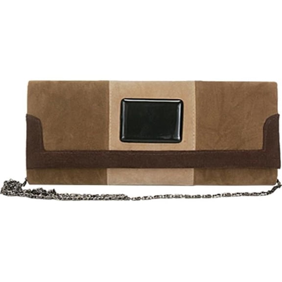 Handbag With Clasp Closure, Decorative Hardware Accents, Brown