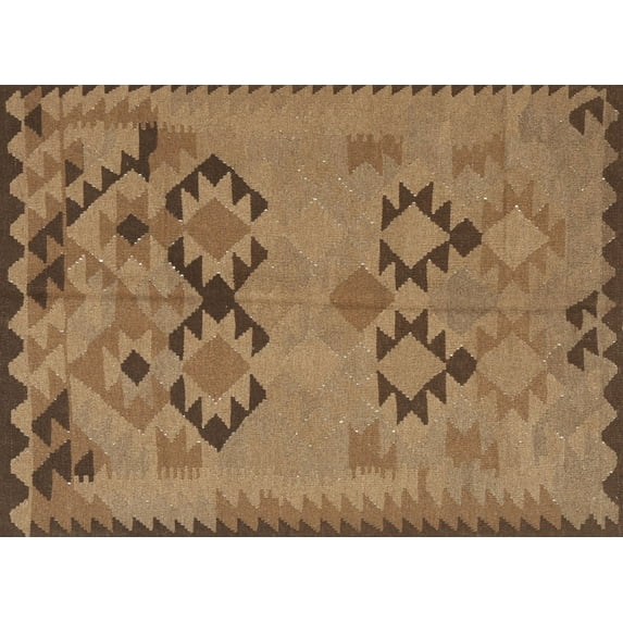 Ahgly Company Indoor Rectangle Contemporary Saddle Brown Southwestern Area Rugs, 6' x 9'