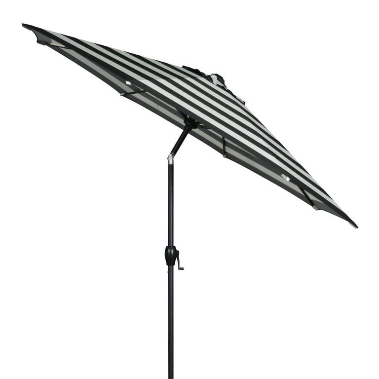 9 foot patio umbrella amazon Amazon.com : Sunnydaze 9 ft Striped Patio Umbrella with Solar Lights -  Polyester LED Table Market Umbrella with Tilt and Crank