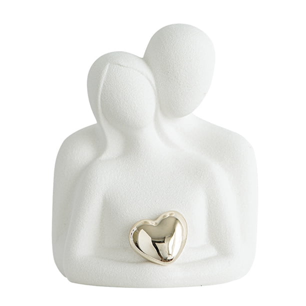 Estatua de pareja romántica de cerámica abstracta, figura de pareja enamorada para dormitorio, TV, mueble, estante del hogar, decoración, boda, San Valentín, aniversario, regalo