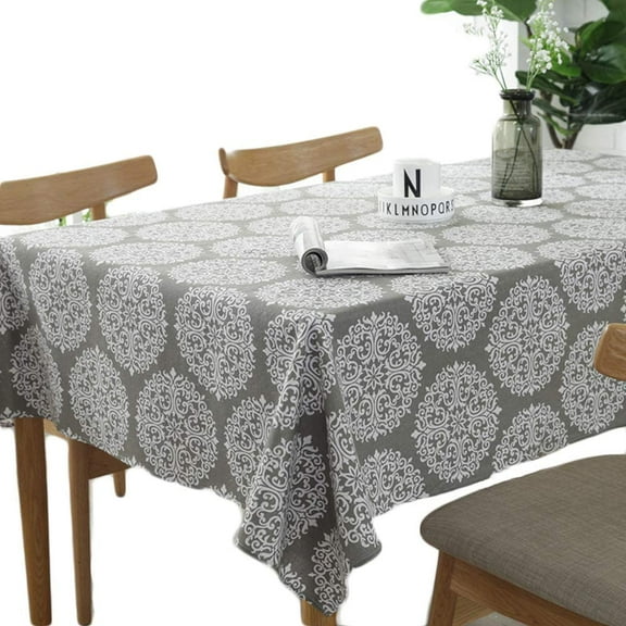 STONCEL Tablecloths Grey Retro Tablecloth Rectangular Table cloth Cotton Linen Table Cover Suitable for Indoor and Outdoor (Grey, 90×90cm)