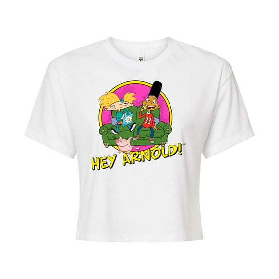 Hey Arnold! - Arnold and Friends - Juniors Cropped Cotton Blend T-Shirt