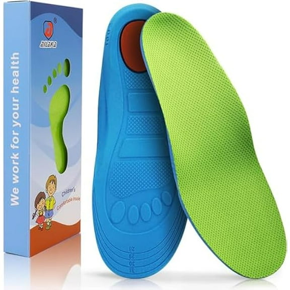 WEEKS Kids Orthotic Athletic Elastic Shock Absorbing Insoles, Comfortable Arch Support Sports Inserts for Running Walking