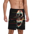 thumbnail image 2 of Naloa Glitch Screaming Skull Men's Short Pajama Pants, Lounge Comfort Shorts with Elasticized Waistband and Side Pockets - X-Large, 2 of 9