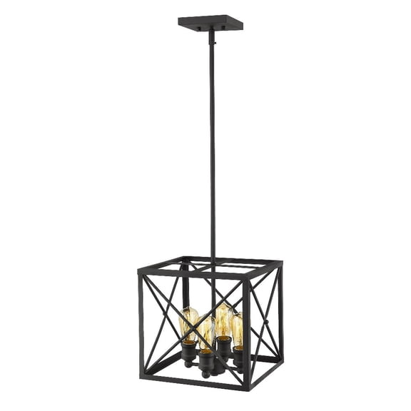 Acclaim Lighting IN21121BK Brooklyn 4-Light Matte Black Pendant with Metal Framework Shade