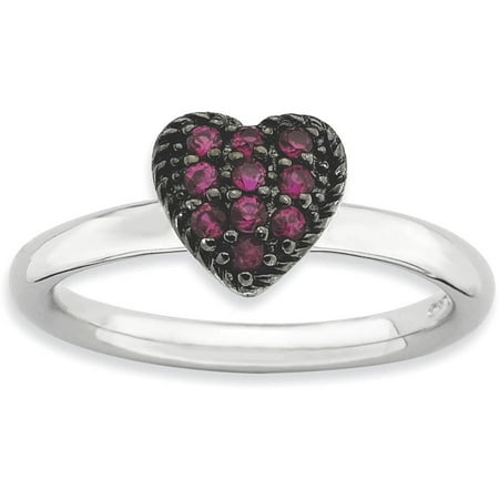 Stackable Expressions Created Ruby Sterling Silver Heart Ring