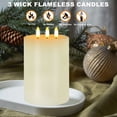 thumbnail image 4 of Large Flameless Candles, 6"x4" 3 Wick Flickering Flameless Candles with Remote & Timer, Dimmable Real Wax LED Candles Battery Operated, Electric Pillar Candles for Home Christmas Decor, 4 of 7