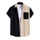 thumbnail image 1 of Camisas s Para Hombre Manga Larga Camisa de manga corta con solapa juvenil de patchwork para hombre Camisa de manga corta a rayas con solapa de pana (Khaki, 3XL), 1 of 7
