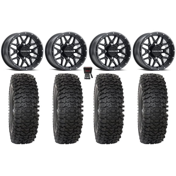 Raceline Krank 15" Wheels Black 37" RC500 Tires Sportsman RZR Ranger