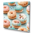 thumbnail image 2 of Designart "Kitchen Pattern with Pink and Blue Doughnuts VI" Fashion Wall Art - Modern Pink Food Donuts Entryway Wall Art, 2 of 6