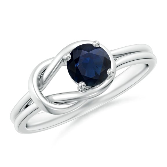 Stackable Round 0.60 Ctw Blue Sapphire Gemstone 925 Sterling Silver Women Anniversary Ring Jewelry Size US- 4
