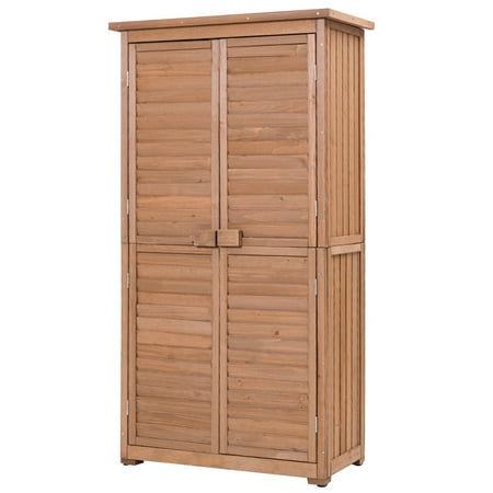 Gymax Outdoor 63" Tall Garden Storage Shed Wooden Tools 
