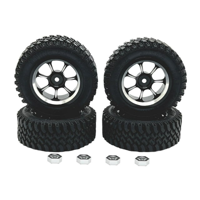 BELOVING 4 Pieces RC Car Wheels and Tires RC Tires and Rims for MN86S 1/12 RC Car DIY Black