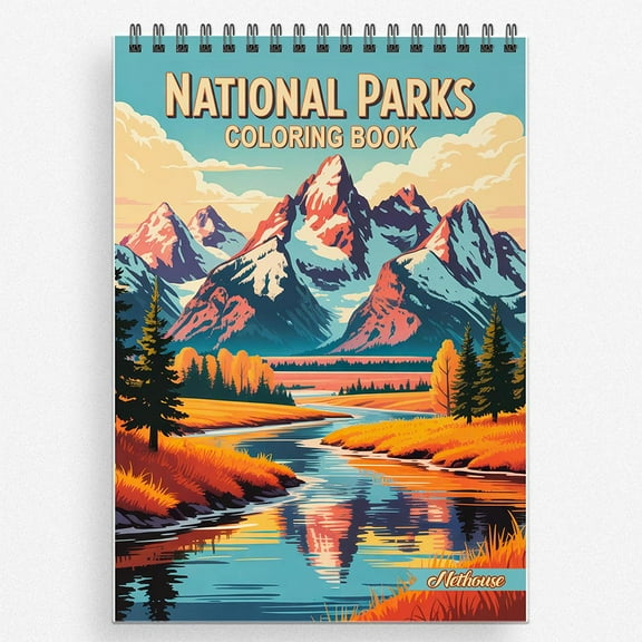 NETHOUSE National Parks Coloring Book For Adults Relaxation & Stress Relief, 30 Coloring Pages of Stunning National Parks, Scenic Landscapes, Wildlife, and Iconic Nature Views