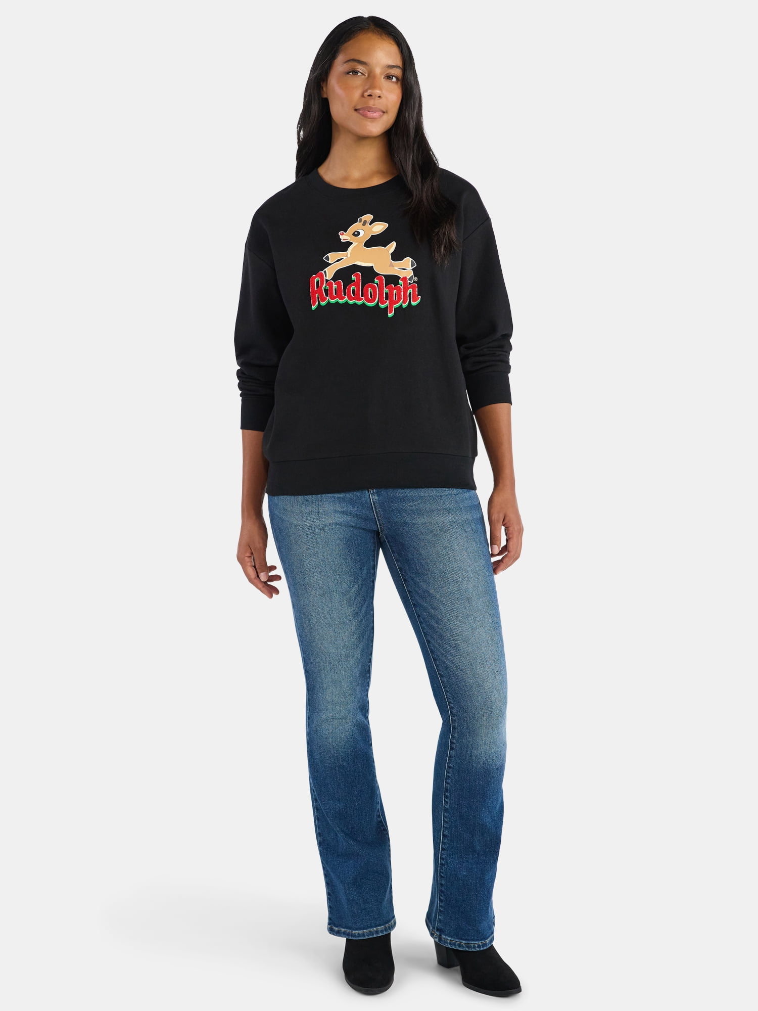 Rudolph The Red Nosed Reindeer Women’s Christmas Graphic Sweatshirt, Sizes XXS-XXL