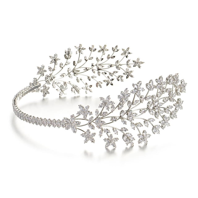 Vogacara Diadema de novia Fiesta de bodas Diadema de hadas Banda para el cabello Accesorios para el cabello para novia Cuidado del cabello Plata Vogacara CE007273-01