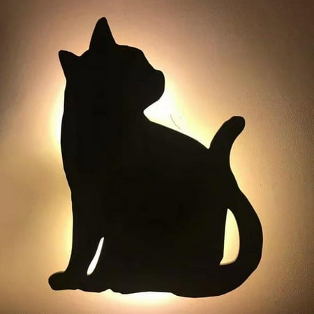 

USB/Battery Lamp Voice-activated Cat Night light Silhouette Shadow Wall LED Projection Kids Bedroom Animal Dog Lamp For home decor cat lovers