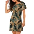 thumbnail image 2 of Disketp Camouflage Rabbit para Camisón Corto de Manga Corta para Mujeres, Camisón Cómodo con Escote Redondo, Bonito y Confortable, 2 of 6