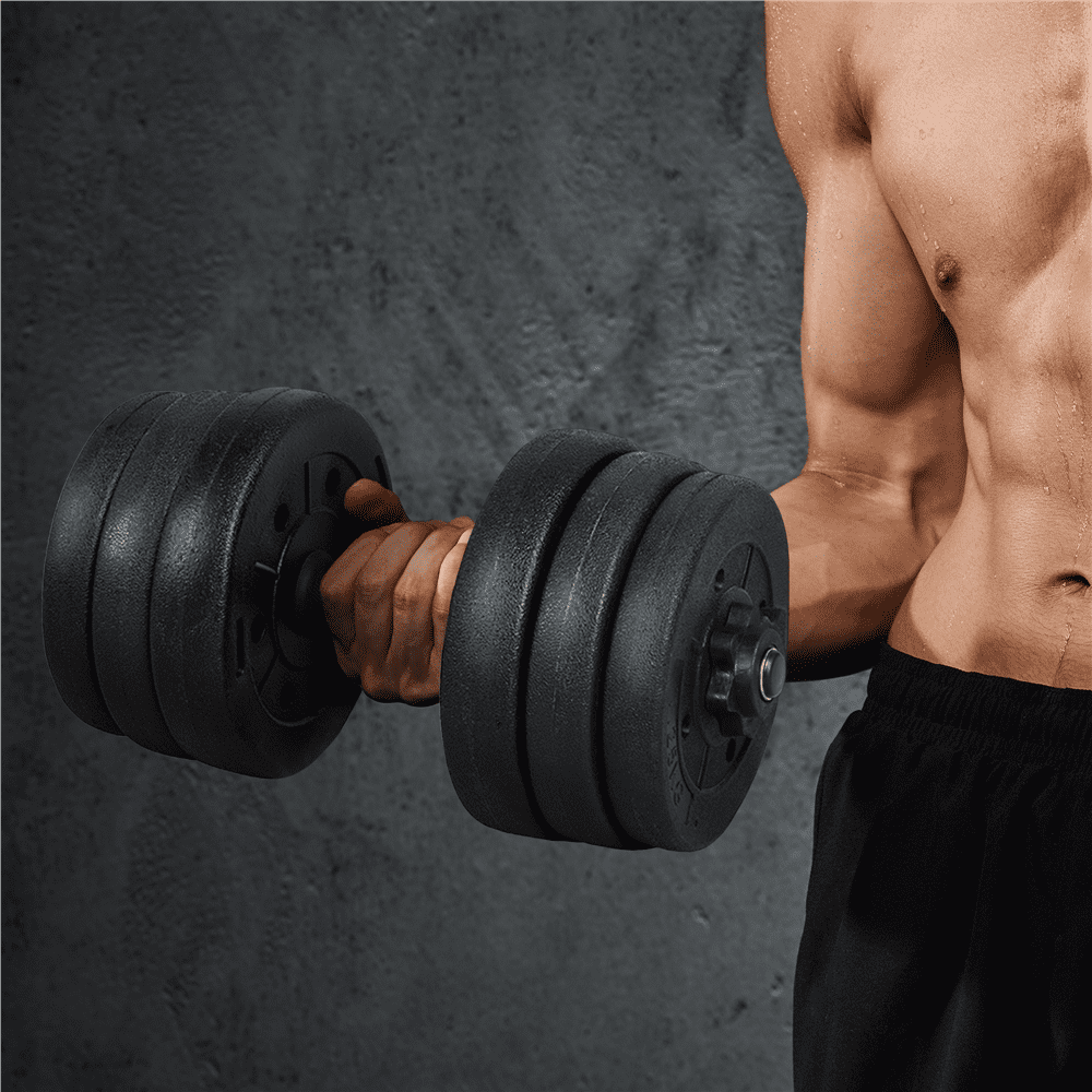 Yaheetech 44 lb Adjustable Dumbbell Weight Set Body Building Training Home Dumbbell, Black
