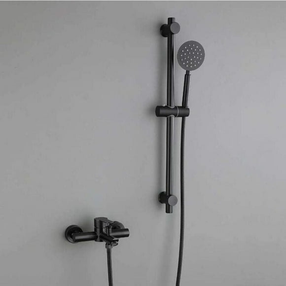 Black Bathtub Faucet Wall Mounted Stainless Steel Bath Mixer Tap with Hand Shower Shower Faucet with 1.5m Hose and Holder