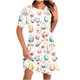 thumbnail image 1 of Vestido Corto para las Mujeres Cuello Redondo Manga Corta Impresa Suéter, Moda Casual Estilo Línea, 1 of 5