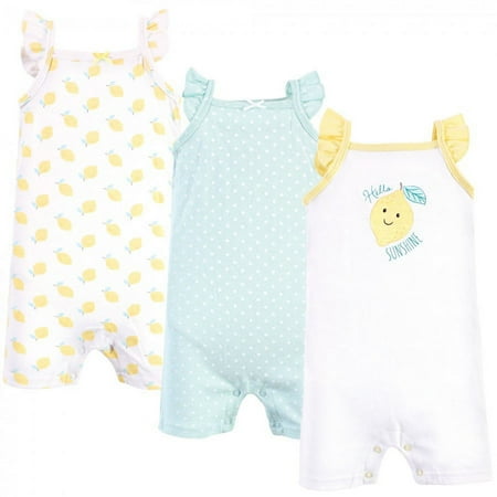UPC: 0660168166422 | Hudson Baby Infant Girl Cotton Rompers Mint Lemon 18-24 Months
