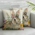 thumbnail image 3 of PHYHOO  Easter Floral Garland Bunny Throw Pillow Cover, Spring Rabbit Holiday Cushion Case Decoration for Sofa Couch, 3 of 5