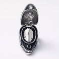 thumbnail image 4 of K-KED Gothic Openable Alien Skull Ring Stainless Steel Men's Skeleton Biker Punk Ring-13-Blue with Silver Top, 4 of 8