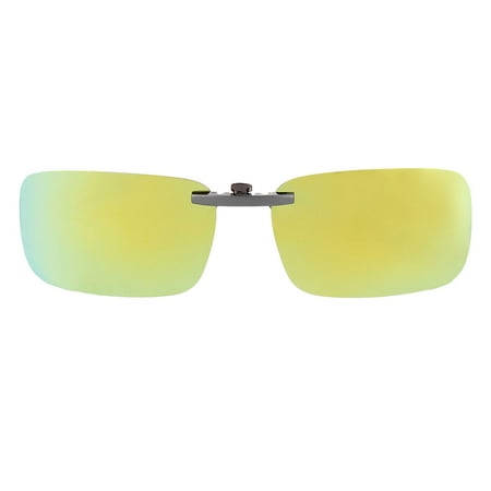 Unique Bargains Unisex Driver Gradient Gold Tone Lens Rimless Clip On Polarized Sunglasses